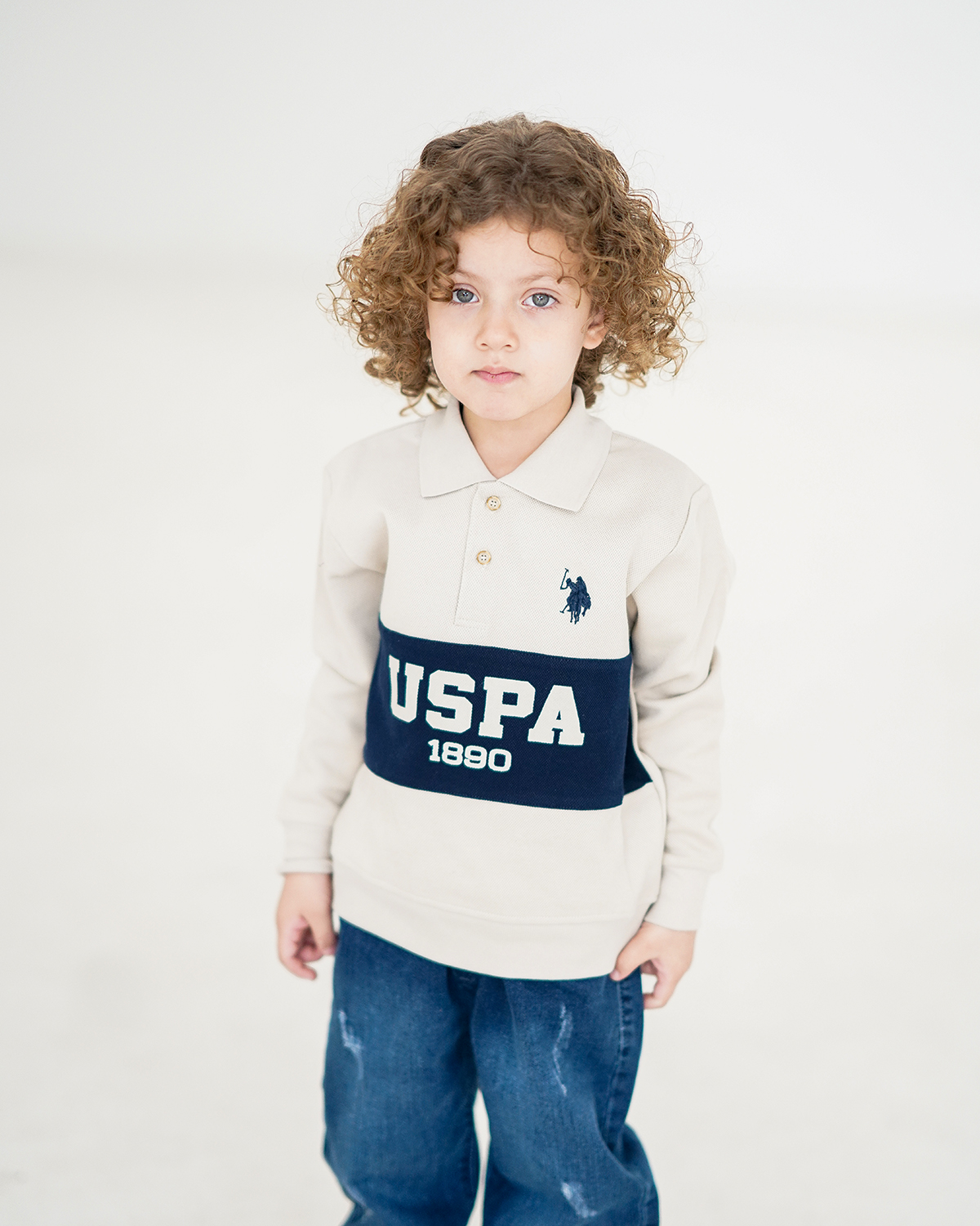 پلوشرت یقه دار طرح دار آستین بلند